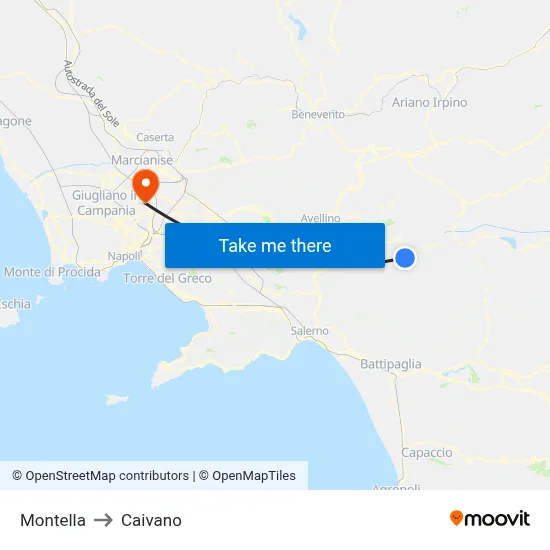 Montella to Caivano map