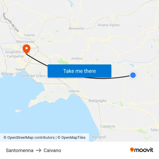 Santomenna to Caivano map