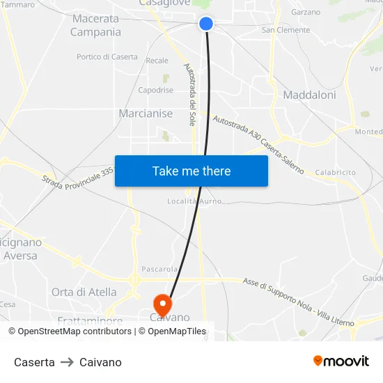 Caserta to Caivano map