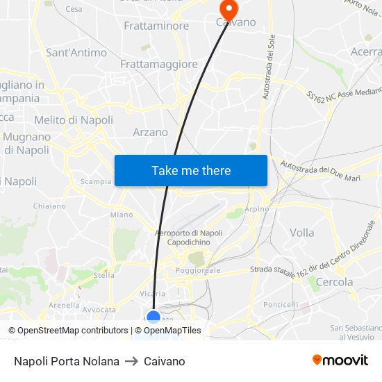 Napoli Porta Nolana to Caivano map