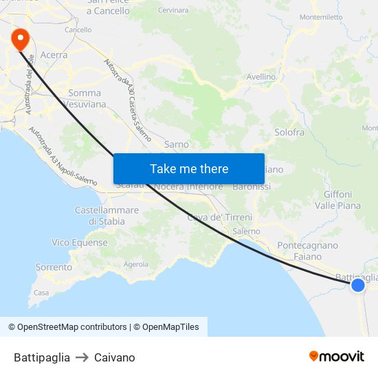 Battipaglia to Caivano map