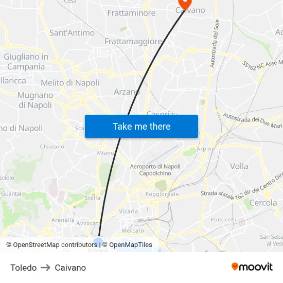 Toledo to Caivano map