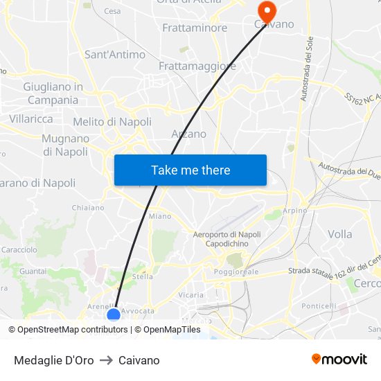 Medaglie D'Oro to Caivano map