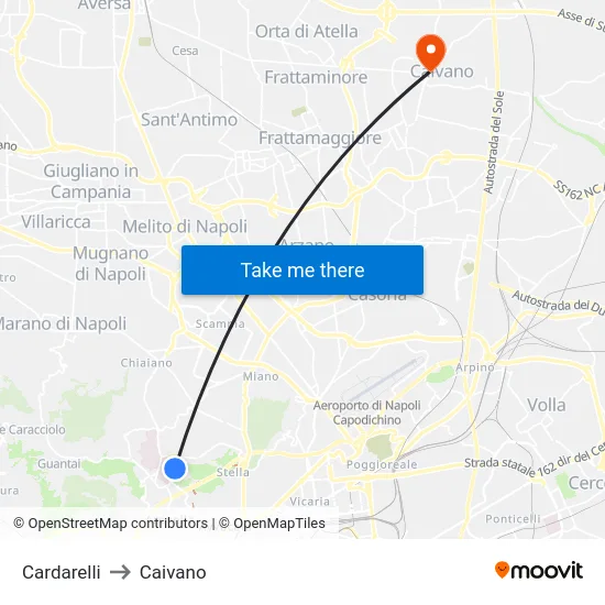 Cardarelli to Caivano map
