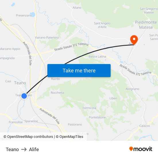 Teano to Alife map