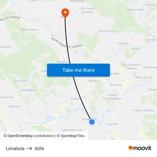 Limatola to Alife map