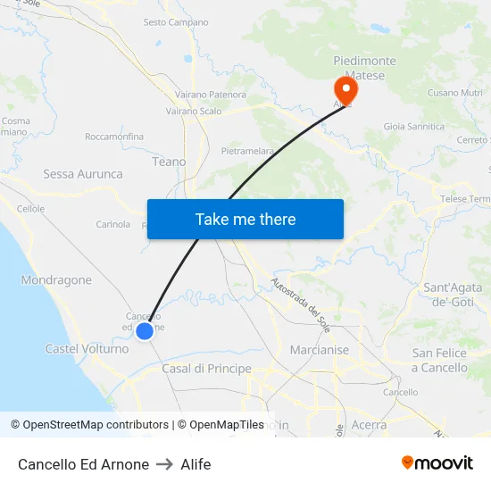 Cancello Ed Arnone to Alife map