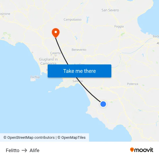Felitto to Alife map