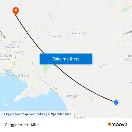 Caggiano to Alife map