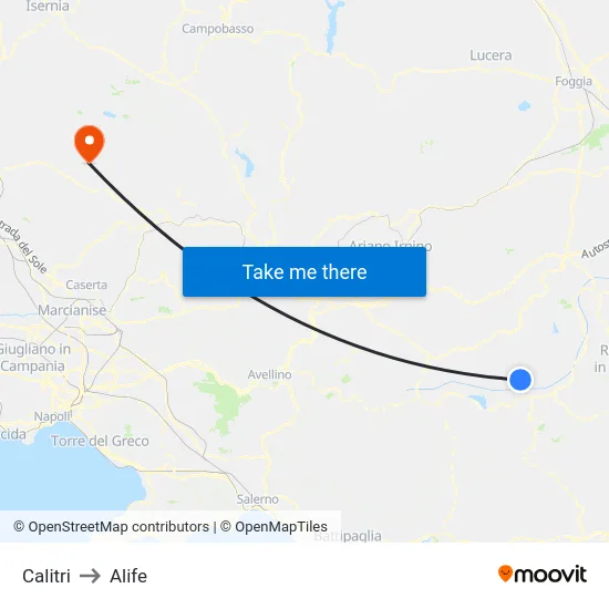 Calitri to Alife map