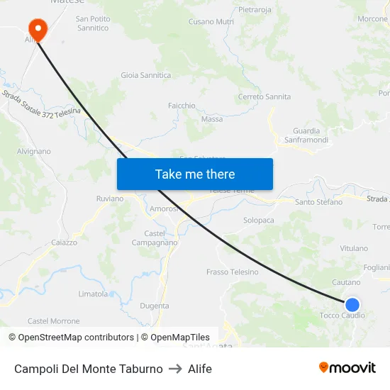 Campoli Del Monte Taburno to Alife map