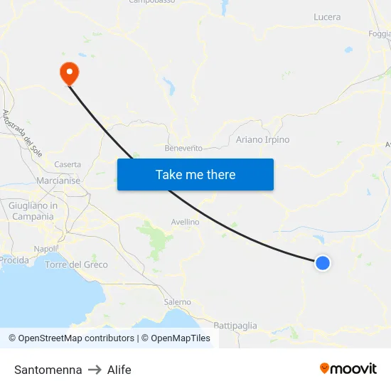 Santomenna to Alife map