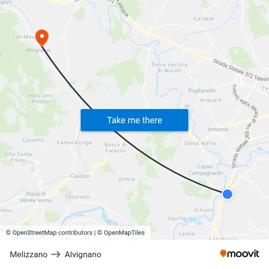 Melizzano to Alvignano map