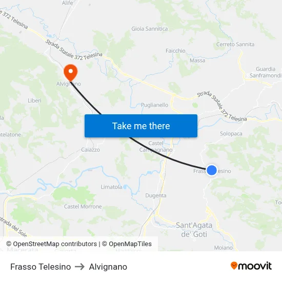 Frasso Telesino to Alvignano map