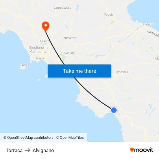 Torraca to Alvignano map