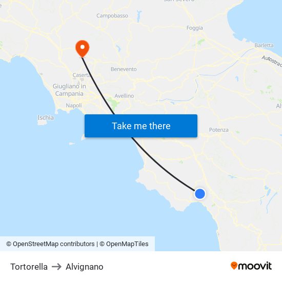 Tortorella to Alvignano map