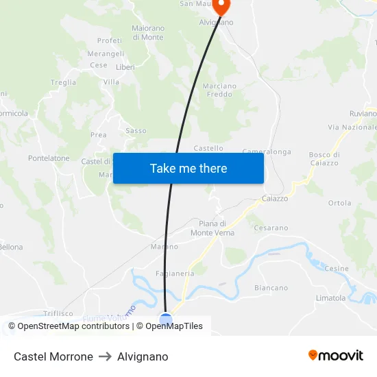 Castel Morrone to Alvignano map
