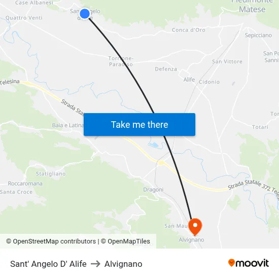 Sant' Angelo D' Alife to Alvignano map