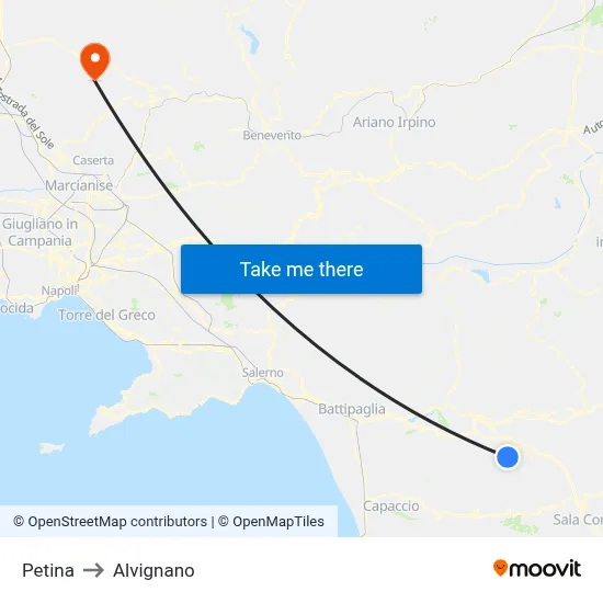Petina to Alvignano map