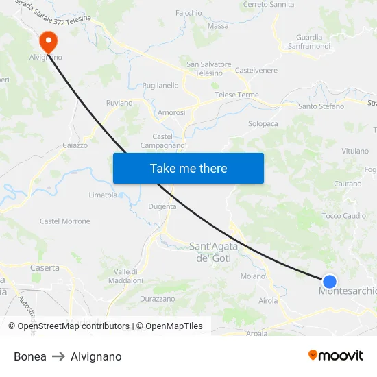 Bonea to Alvignano map