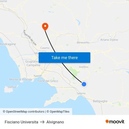 Fisciano Universita to Alvignano map