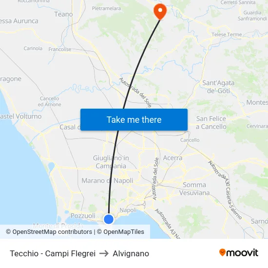 Tecchio - Campi Flegrei to Alvignano map