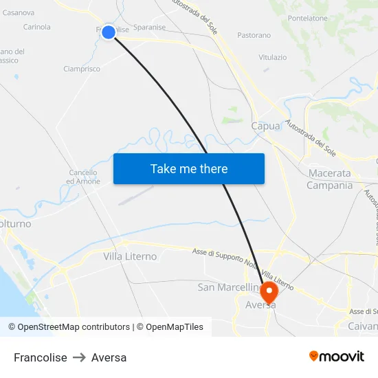 Francolise to Aversa map