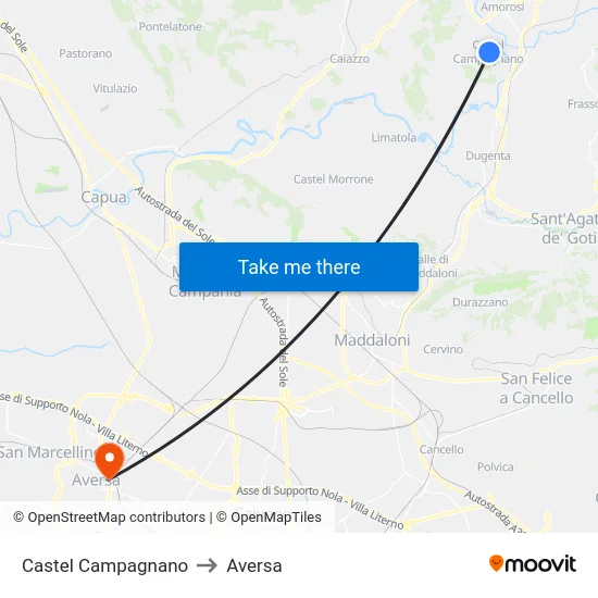 Castel Campagnano to Aversa map