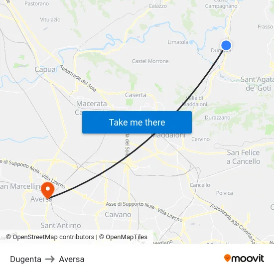 Dugenta to Aversa map