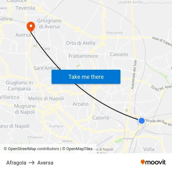 Afragola to Aversa map