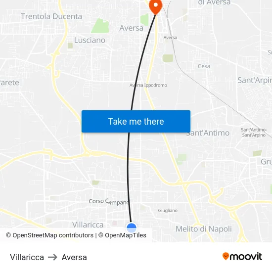 Villaricca to Aversa map