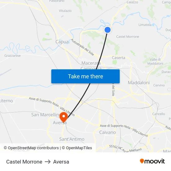 Castel Morrone to Aversa map