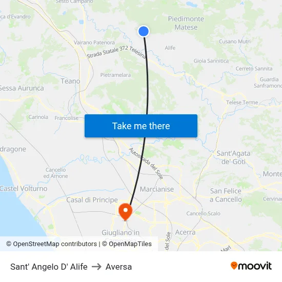 Sant' Angelo D' Alife to Aversa map