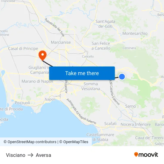 Visciano to Aversa map