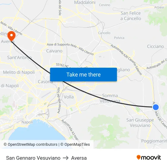 San Gennaro Vesuviano to Aversa map