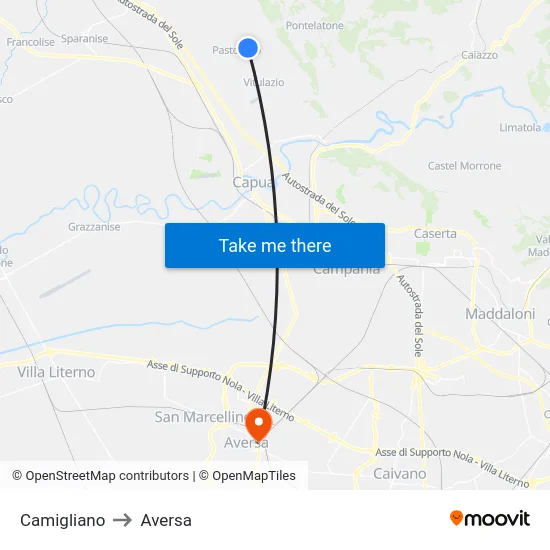 Camigliano to Aversa map