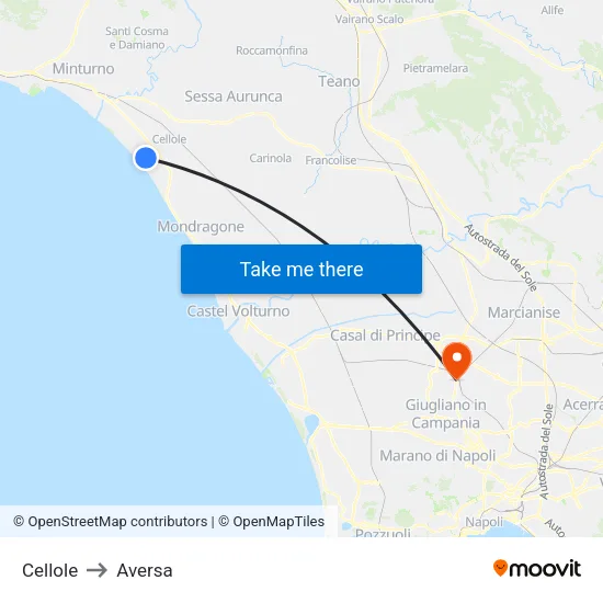 Cellole to Aversa map