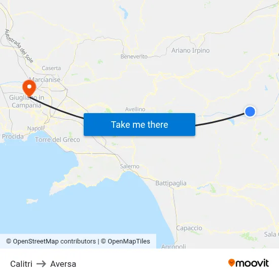 Calitri to Aversa map