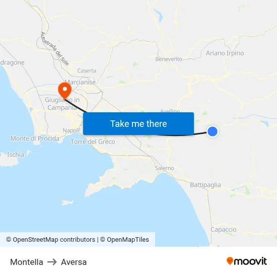 Montella to Aversa map