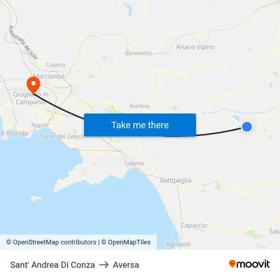 Sant' Andrea Di Conza to Aversa map