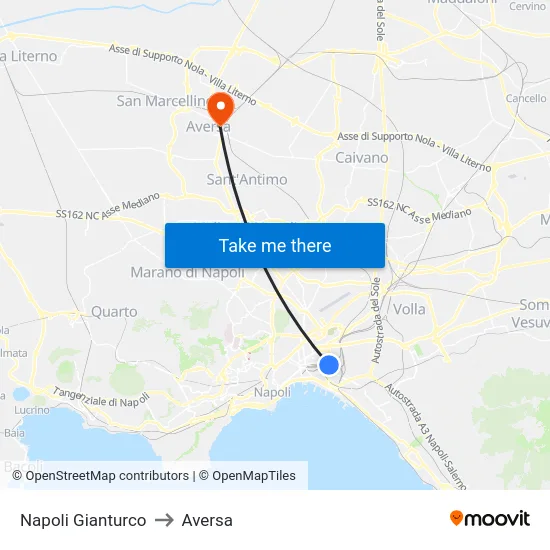 Napoli Gianturco to Aversa map
