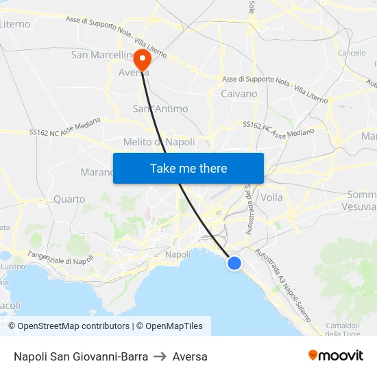 Napoli San Giovanni-Barra to Aversa map