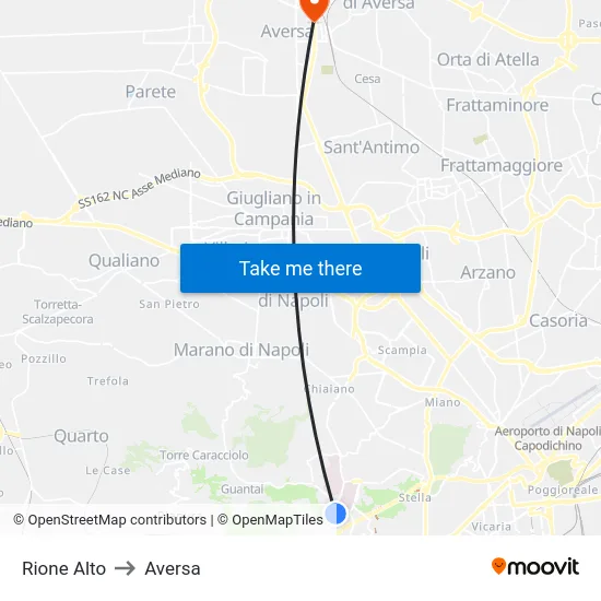 Rione Alto to Aversa map