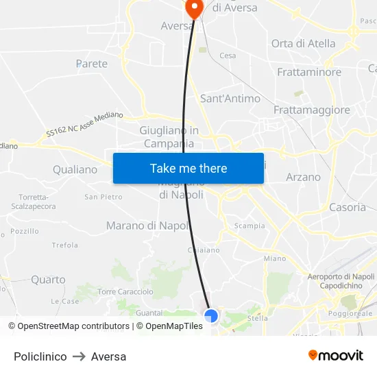 Policlinico to Aversa map
