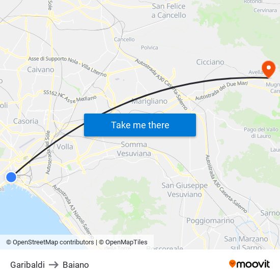 Garibaldi to Baiano map