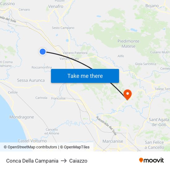 Conca Della Campania to Caiazzo map