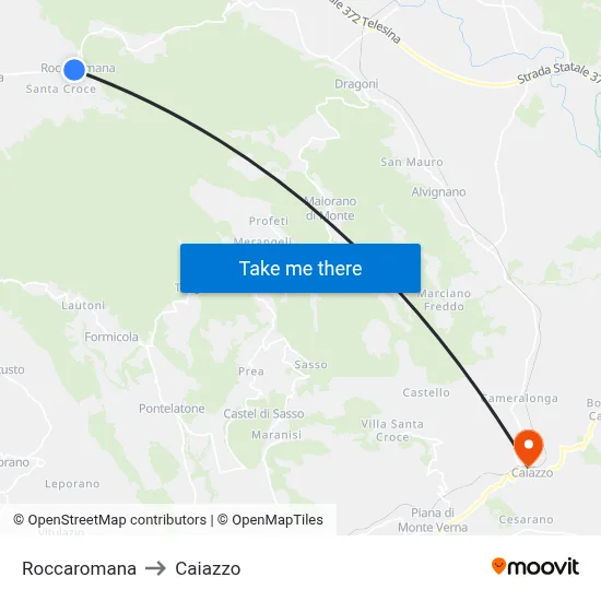 Roccaromana to Caiazzo map
