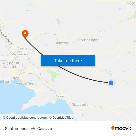 Santomenna to Caiazzo map