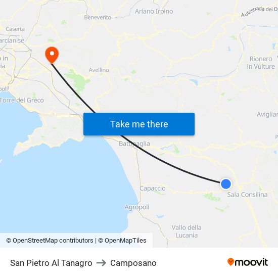 San Pietro Al Tanagro to Camposano map