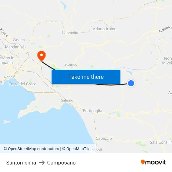 Santomenna to Camposano map